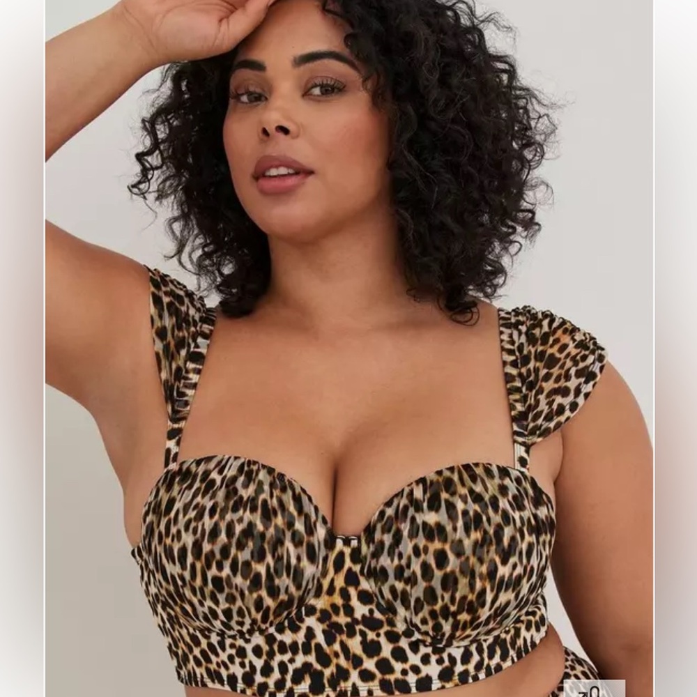 TORRID Retro Chic Underwire SWIM TOP ONLY - Cheetah Print